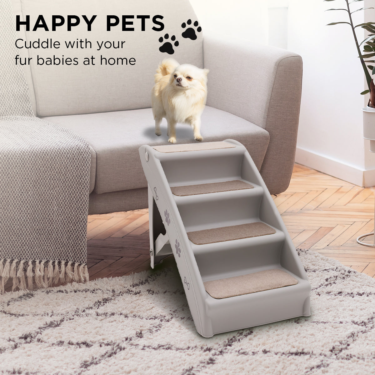 Furtastic 50cm Foldable Step Ladder Stairs - Grey