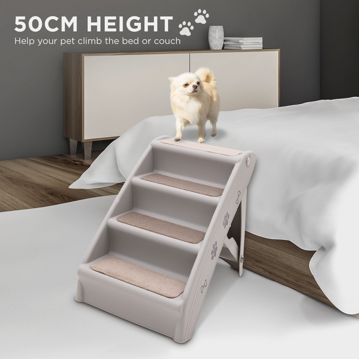 Furtastic 50cm Foldable Step Ladder Stairs - Grey