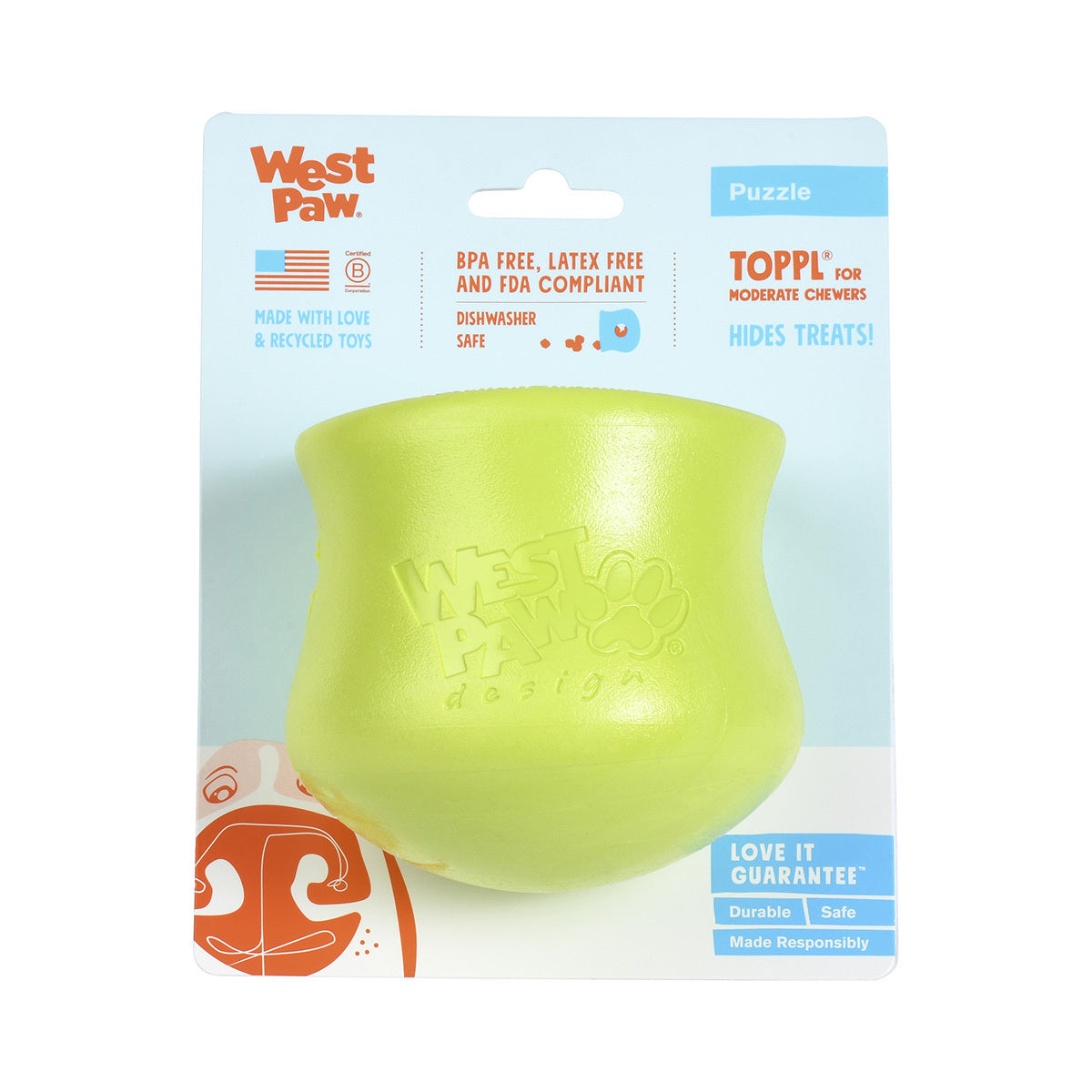 West Paw Toppl Treat Dispensing Dog Toy & Bowl - Small - Ruby Red