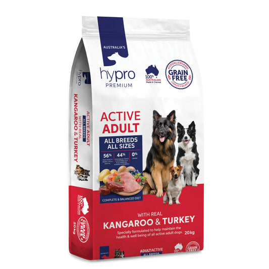 Hypro Premium – Active Adult GRAIN FREE – Kangaroo & Turkey - 20Kg