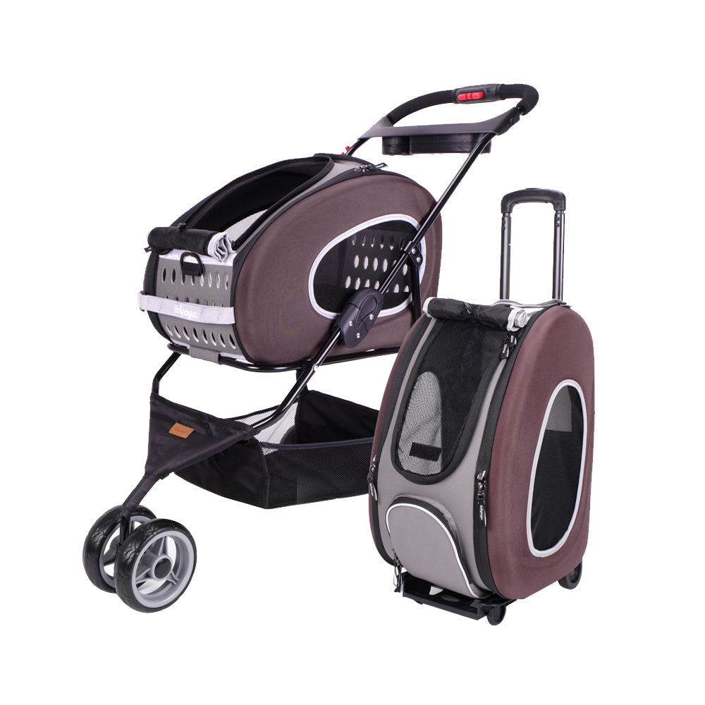 Ibiyaya 5-In-1 Combo Eva Pet Carrier/Stroller (Weight Limit 8Kg) - Chocolate