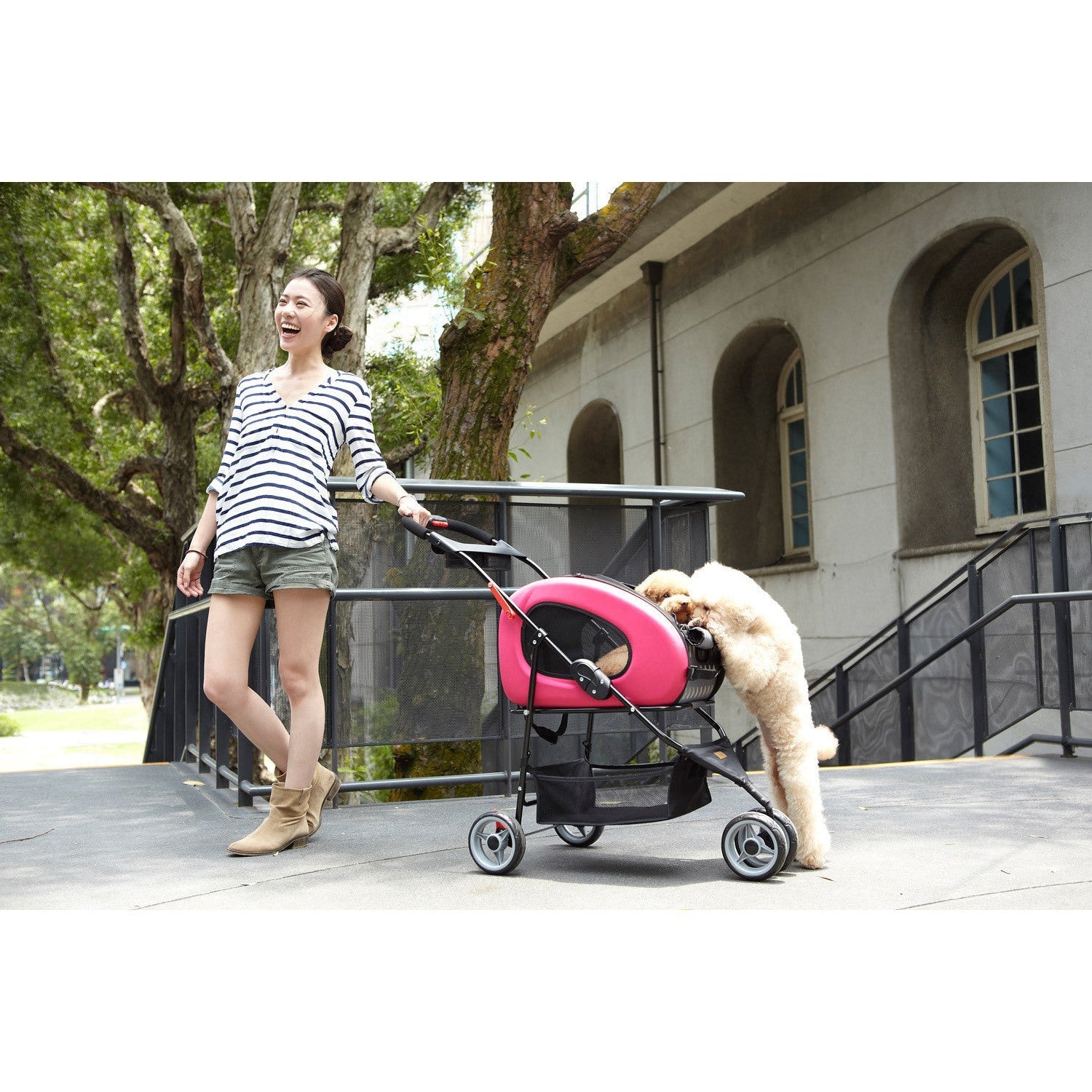 Ibiyaya 5-In-1 Combo Eva Pet Carrier/Stroller (Weight Limit 8Kg) - Hot Pink