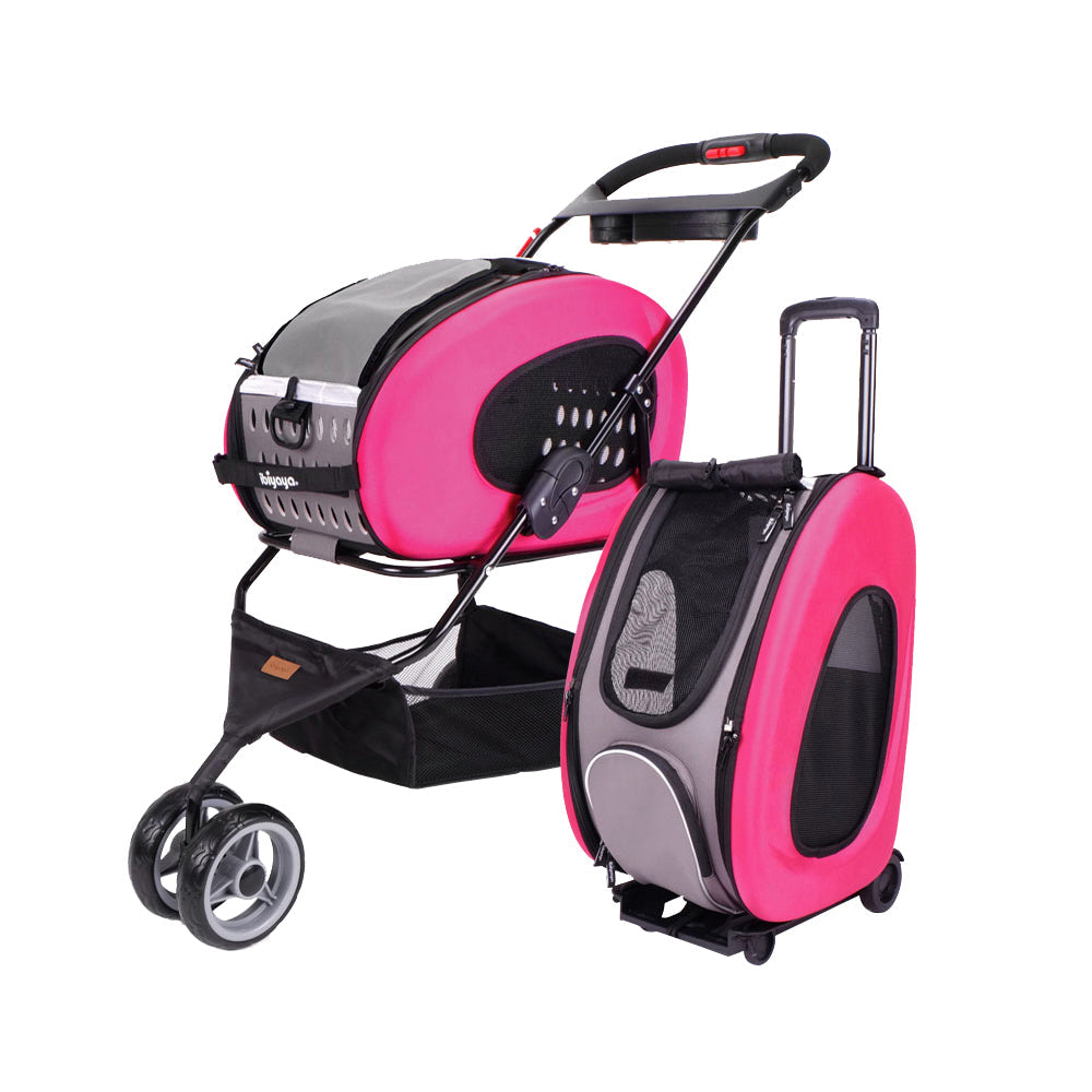 Ibiyaya 5-In-1 Combo Eva Pet Carrier/Stroller (Weight Limit 8Kg) - Hot Pink