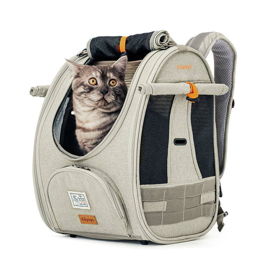 Ibiyaya Adventure Cat & Small Dog Carrier Backpack (Weight Limit 9kg) - Grey-Green