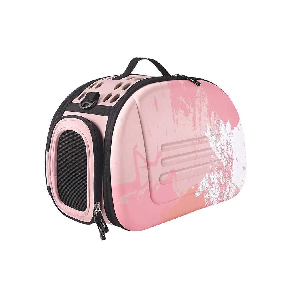 Ibiyaya Collapsible Vented Travelling Pet Carrier for (Up to 6Kg) - Pink Sunset