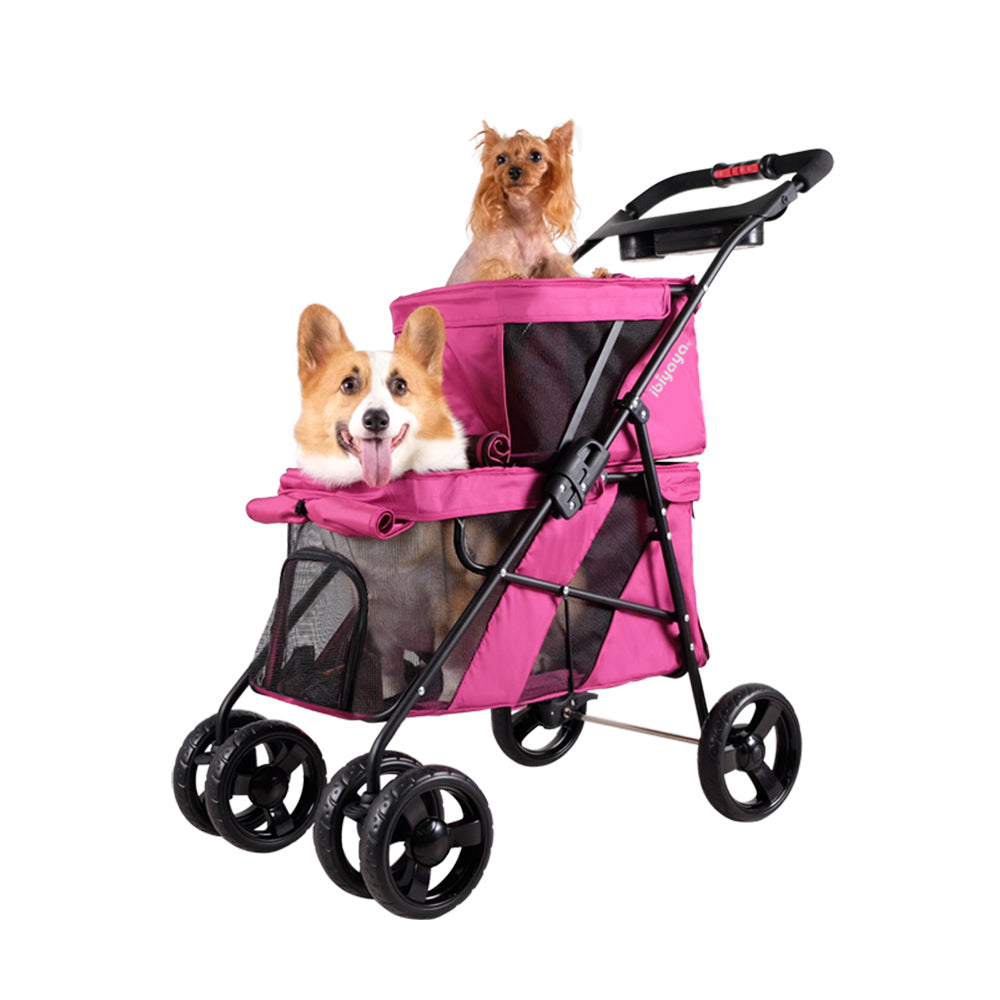 Ibiyaya Double Decker Pet Bus (Up to 6/15 Kg) - Red Violet