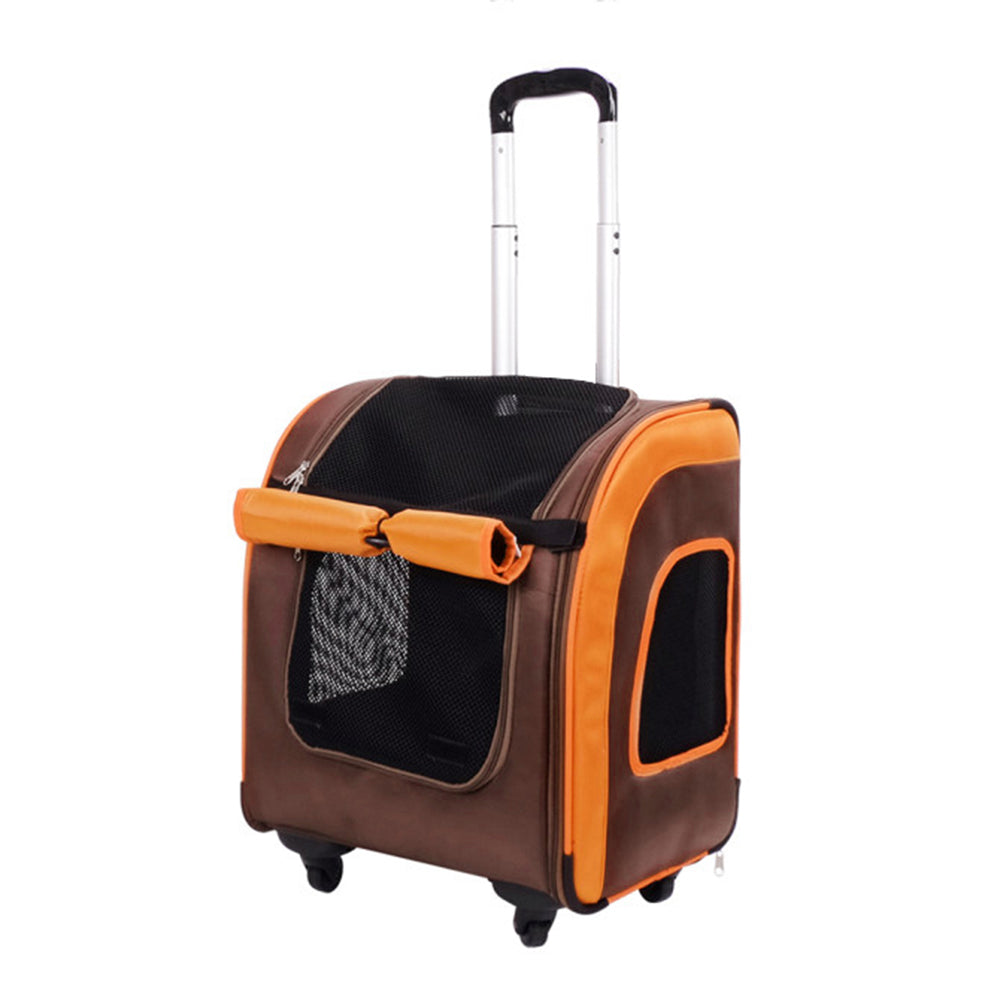 Ibiyaya New Liso Backpack Parallel Transport Pet Trolley (Up to 10Kg) - Orange/Brown