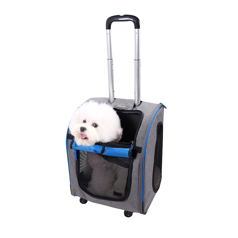 Ibiyaya New Liso Backpack Parallel Transport Pet Trolley (Up to 10Kg) - Slate/Sapphire