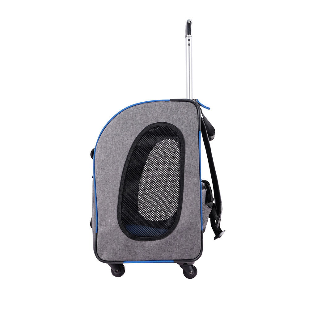 Ibiyaya New Liso Backpack Parallel Transport Pet Trolley (Up to 10Kg) - Slate/Sapphire