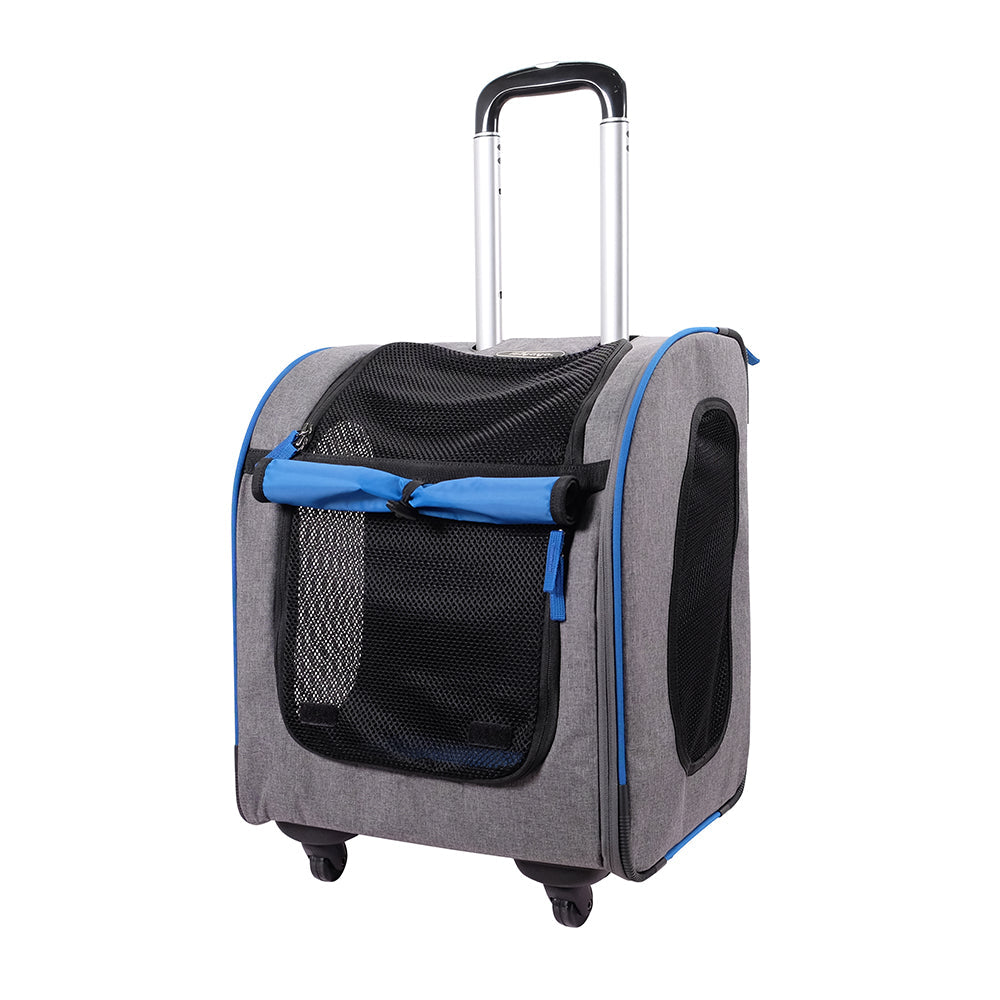 Ibiyaya New Liso Backpack Parallel Transport Pet Trolley (Up to 10Kg) - Slate/Sapphire