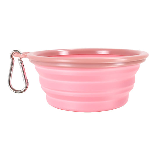 Ibiyaya Quick Bite Collapsible Travel Pet Bowl - Mauve/Pink