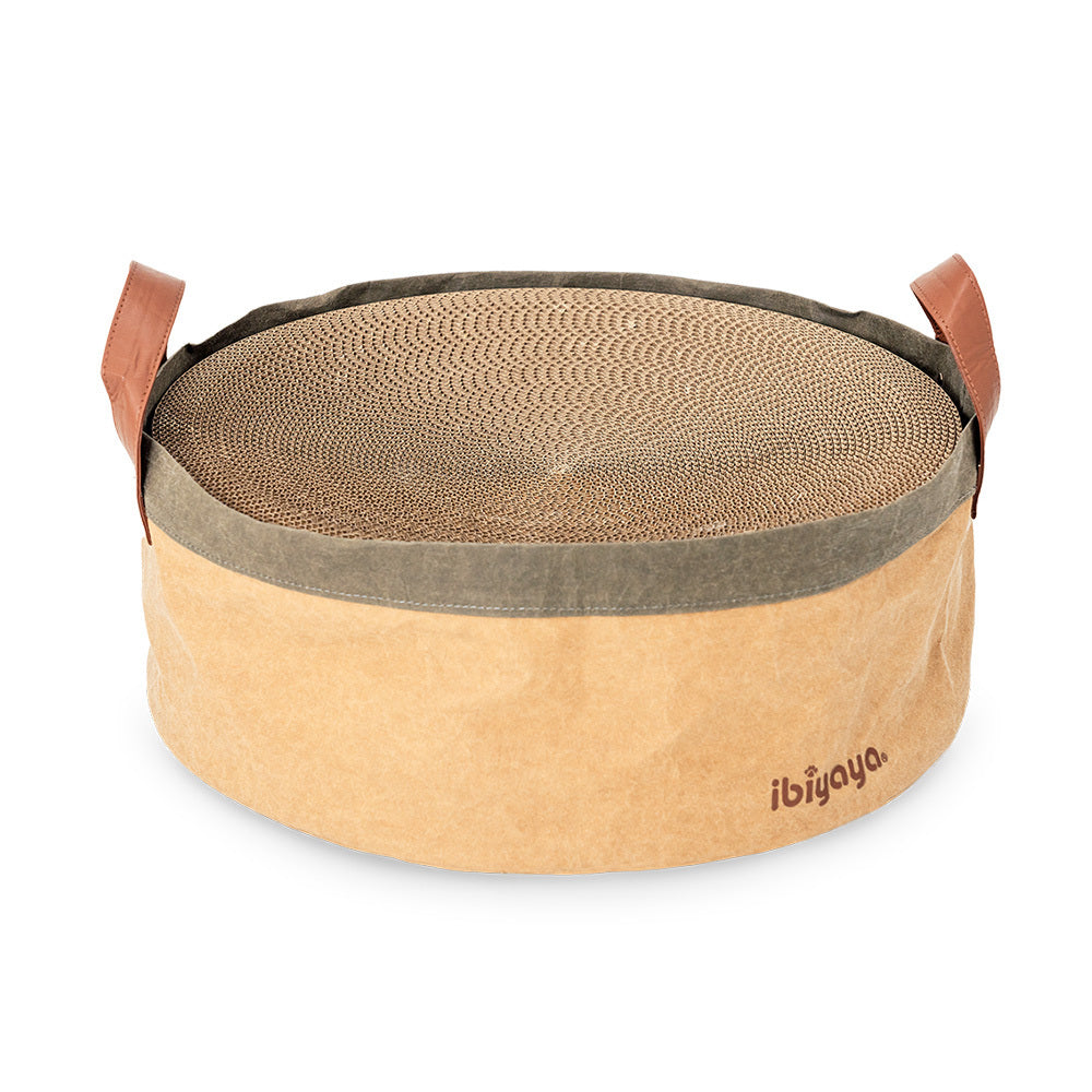 Ibiyaya Sand Dune Round Cat Scratcher with Replaceable Cardboard Insert