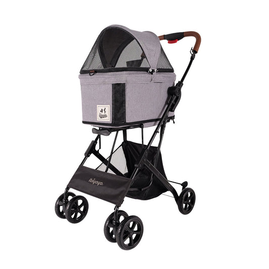 Ibiyaya Travois Tri-fold Pet Travel Stroller System (Up to 15Kg) - Nimbus Gray