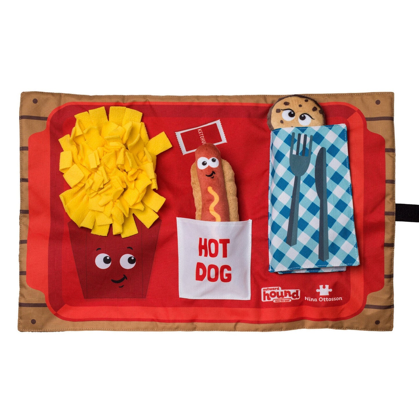 Nina Ottosson Interactive Snuffle Activity Puzzle Mat for Dogs - Fast Food - Level 2