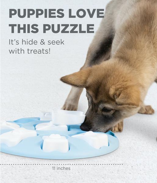 Nina Ottosson Smart Interactive Puzzle Dog Toy for Puppies- Blue - Level 1