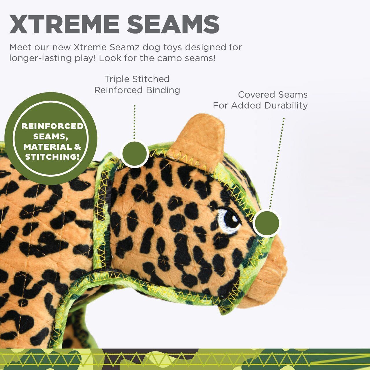 Outward Hound Xtreme Seamz Squeaker Dog Toy - Leopard