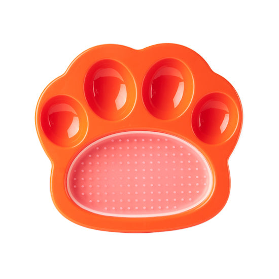 PAW 2-in-1 Slow Mini Slow Feeder & Lick Pad for Cats & Small Dogs - Orange