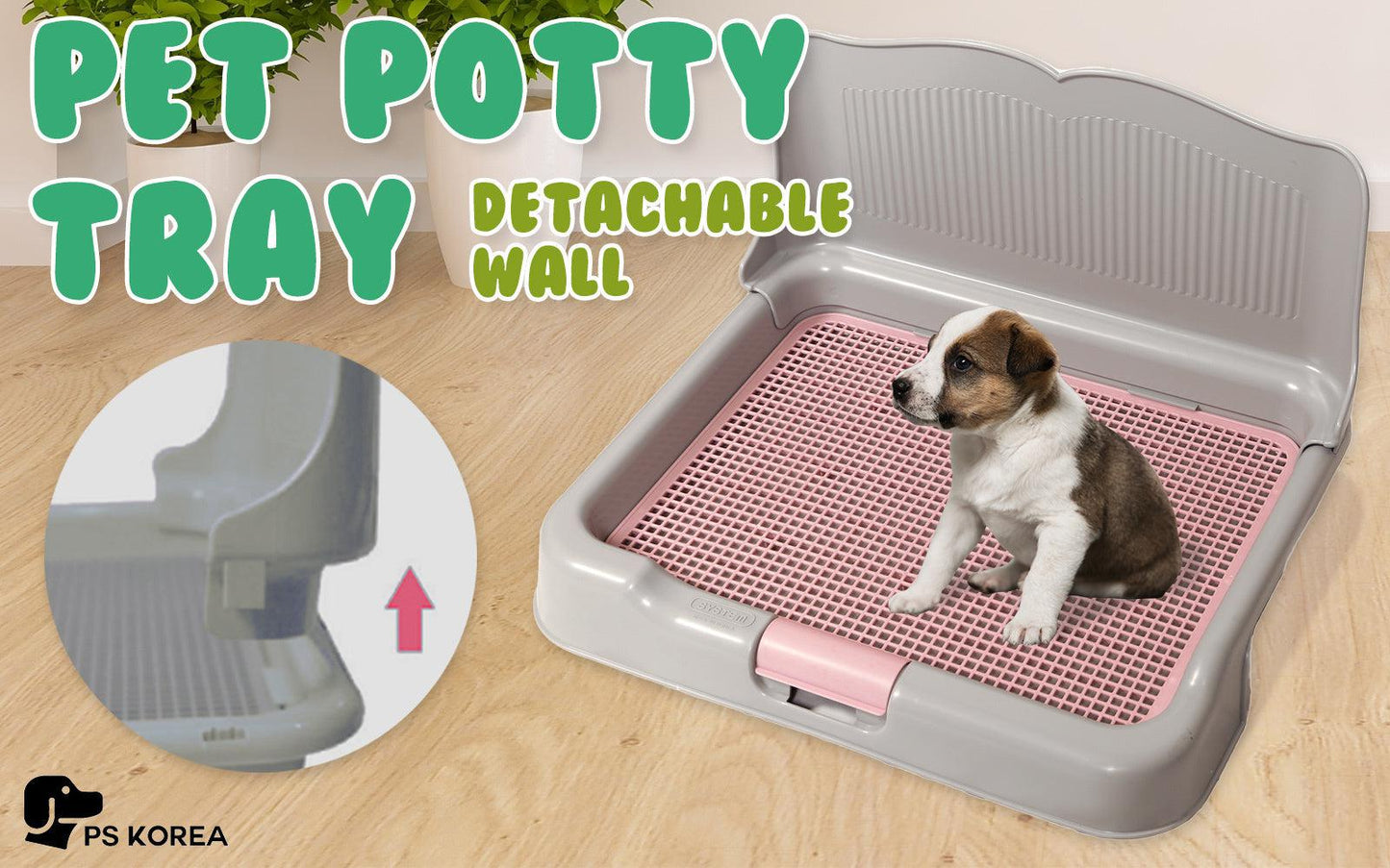 PS KOREA Dog Potty Tray Detachable Wall Model T2 Grey