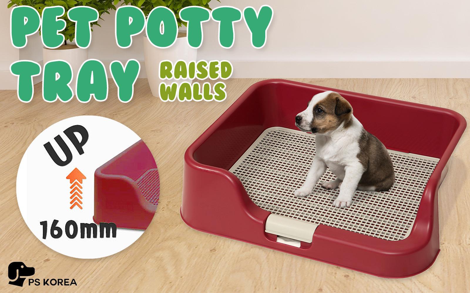 PS KOREA Dog Potty Tray Raised Walls Model T1 Wine