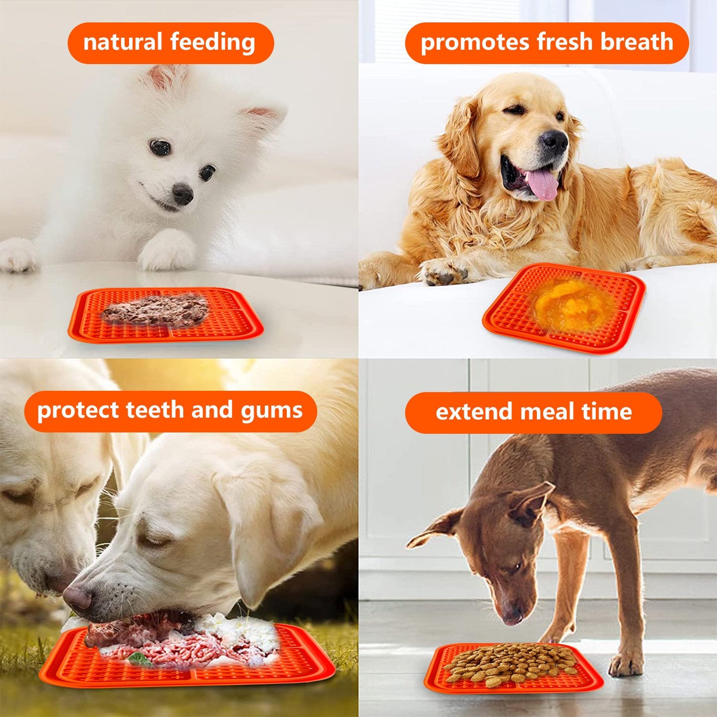 Pawfriends 4in1 Silicone Pet Lick Mat Orange