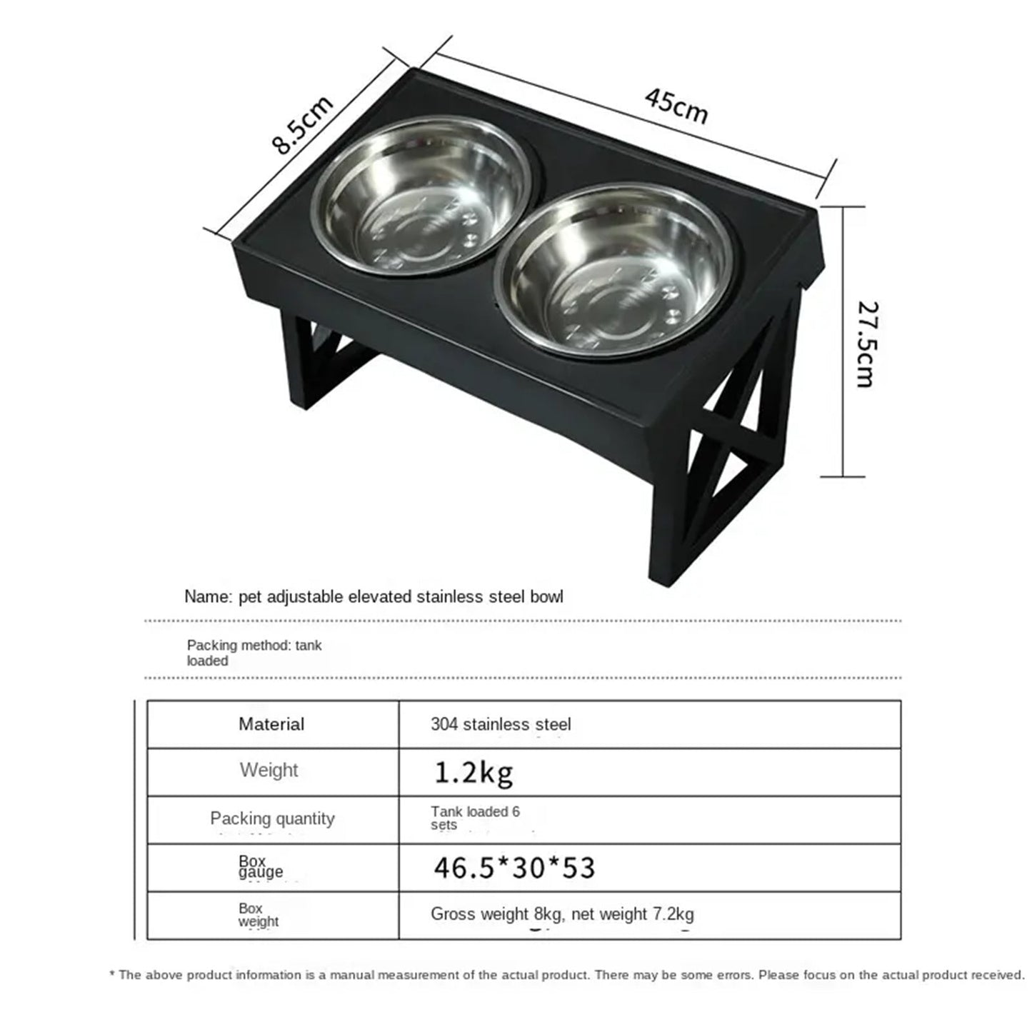 Pawfriends Adjustable Height Stand and 2x Stainless Steel Bowls