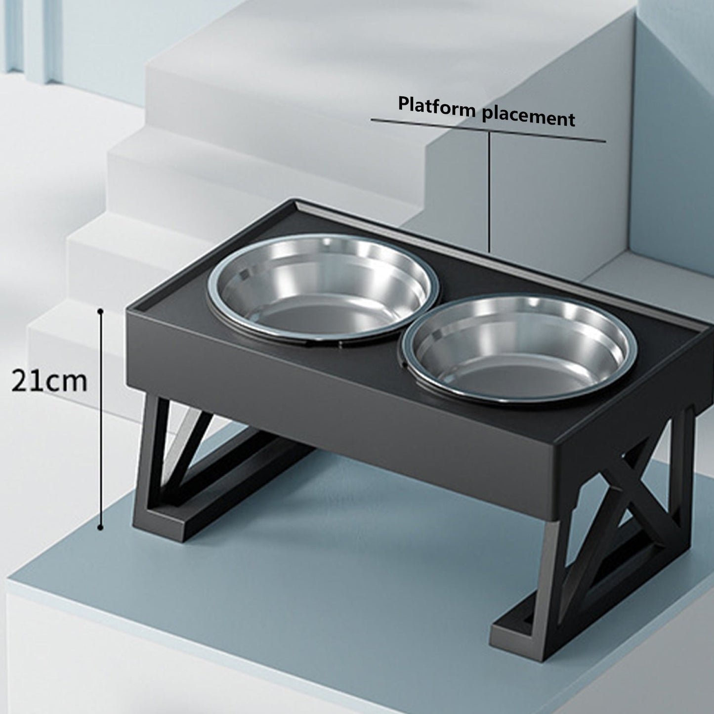 Pawfriends Adjustable Height Stand and 2x Stainless Steel Bowls