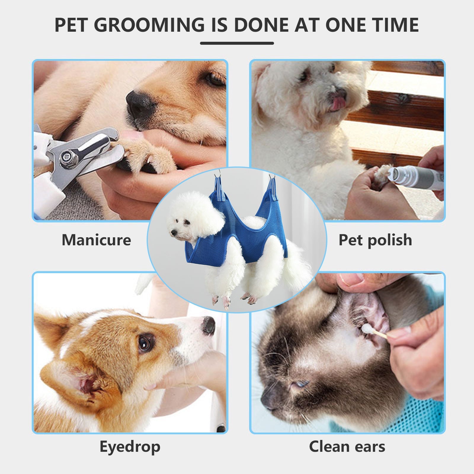 Pawfriends Hammock For Bath And Grooming Blue M