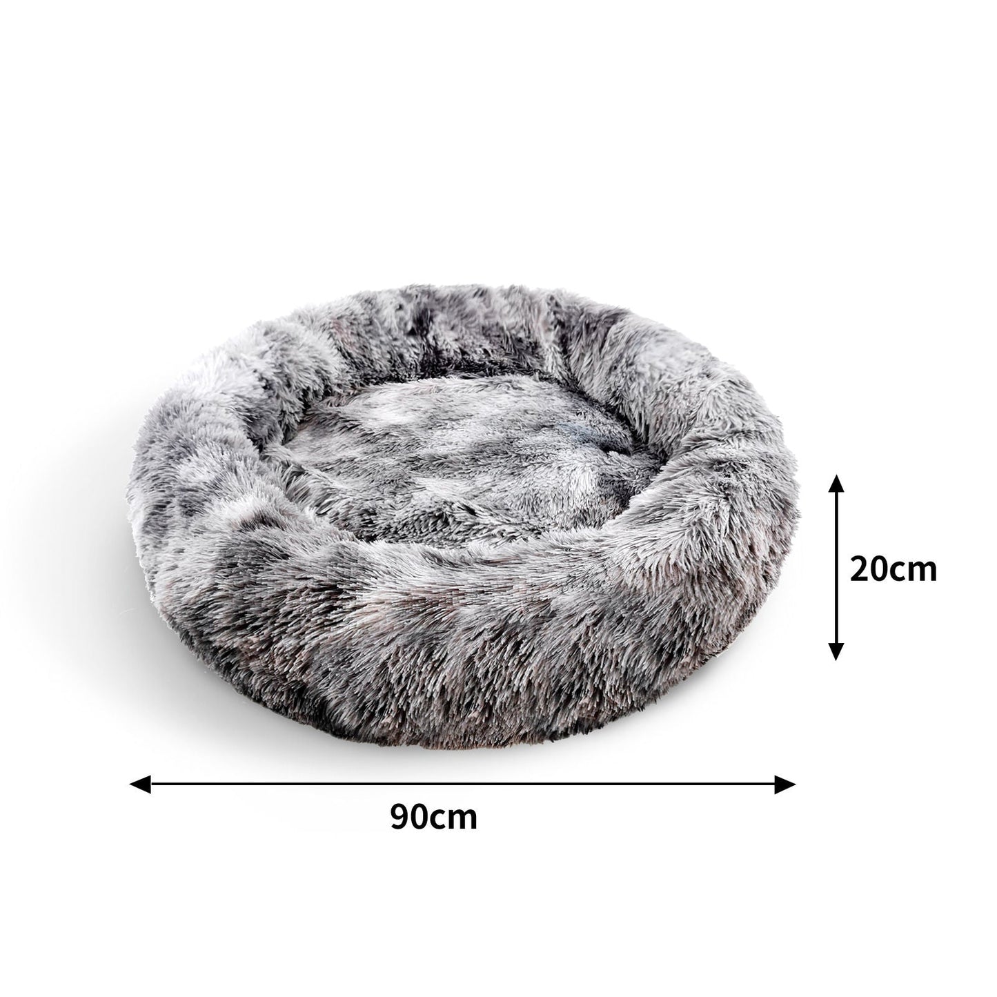 Pawfriends Pet Calming Bed Warm Soft Plush Round Dark Grey M 90cm