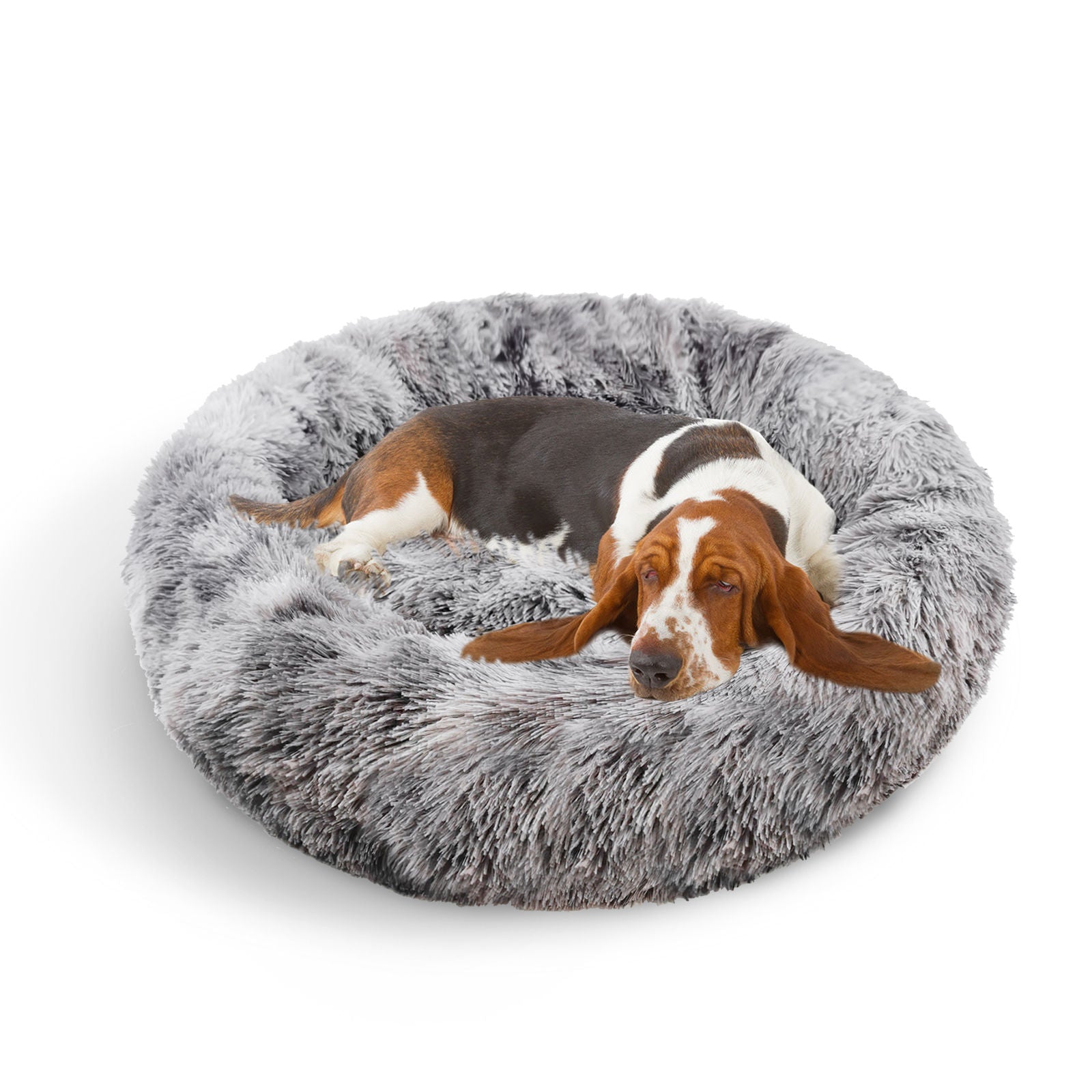 Pawfriends Pet Calming Bed Warm Soft Plush Round Dark Grey M 90cm