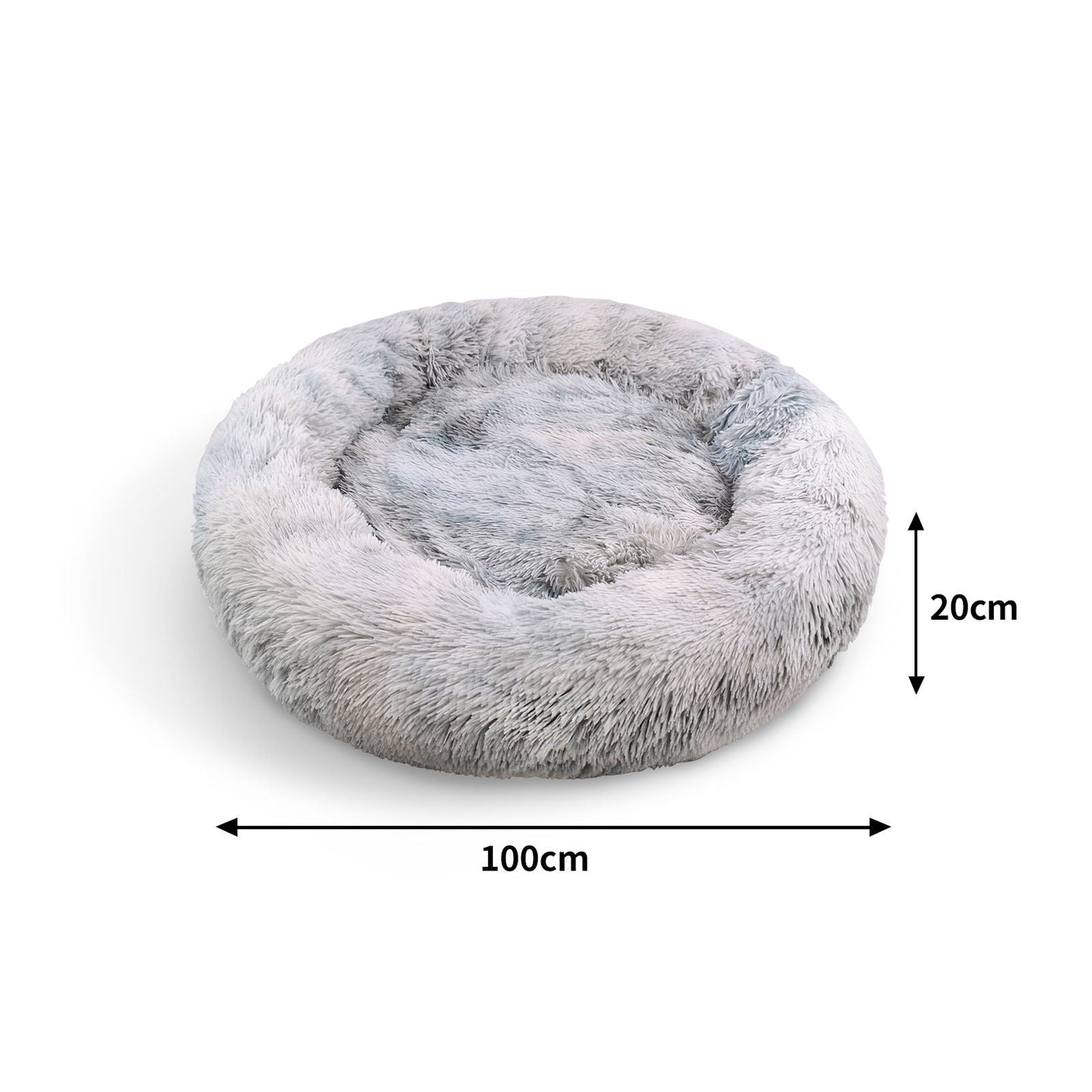 Pawfriends Pet Calming Bed Warm Soft Plush Round Gradient Gray L 100cm