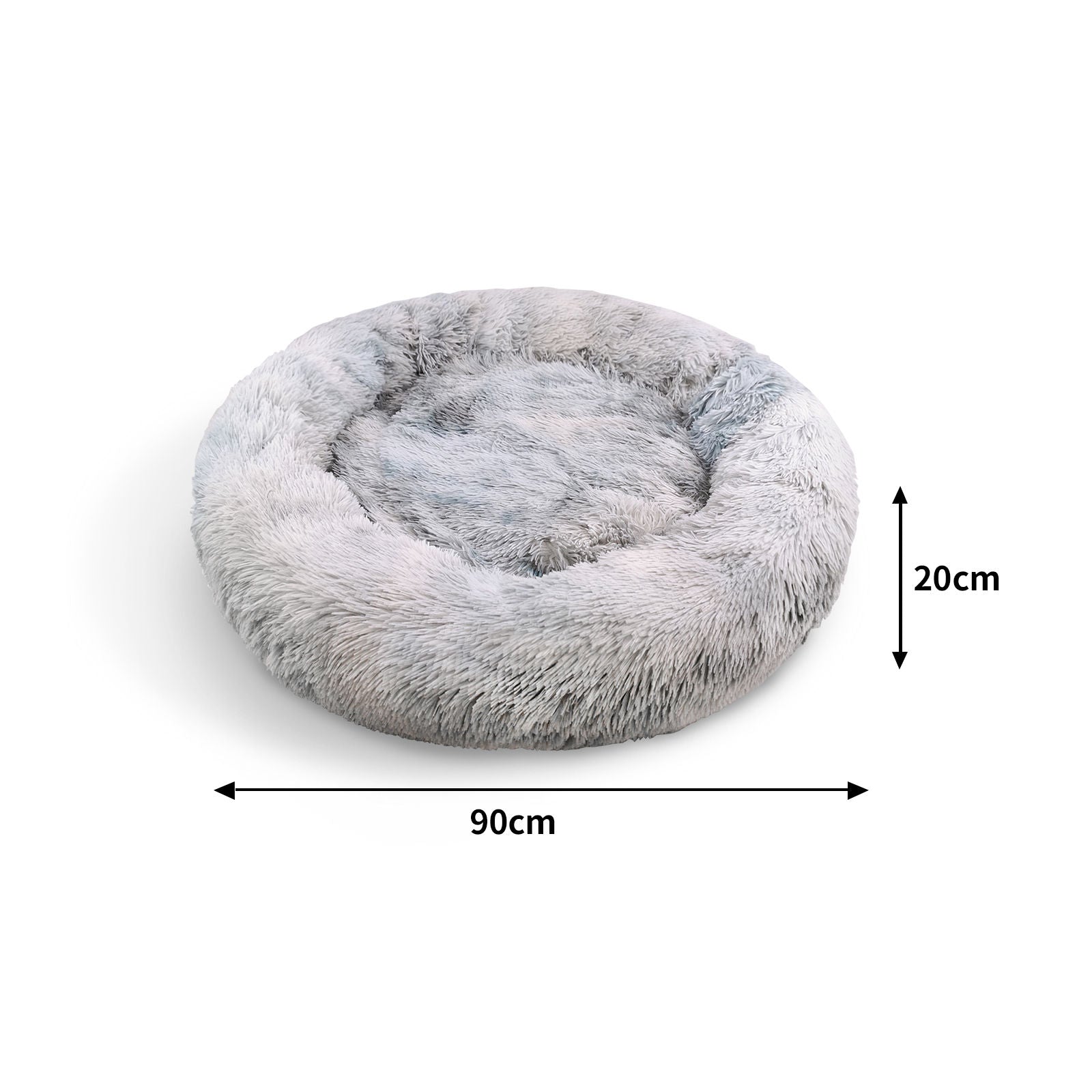 Pawfriends Pet Calming Bed Warm Soft Plush Round Gradient Gray M 90cm