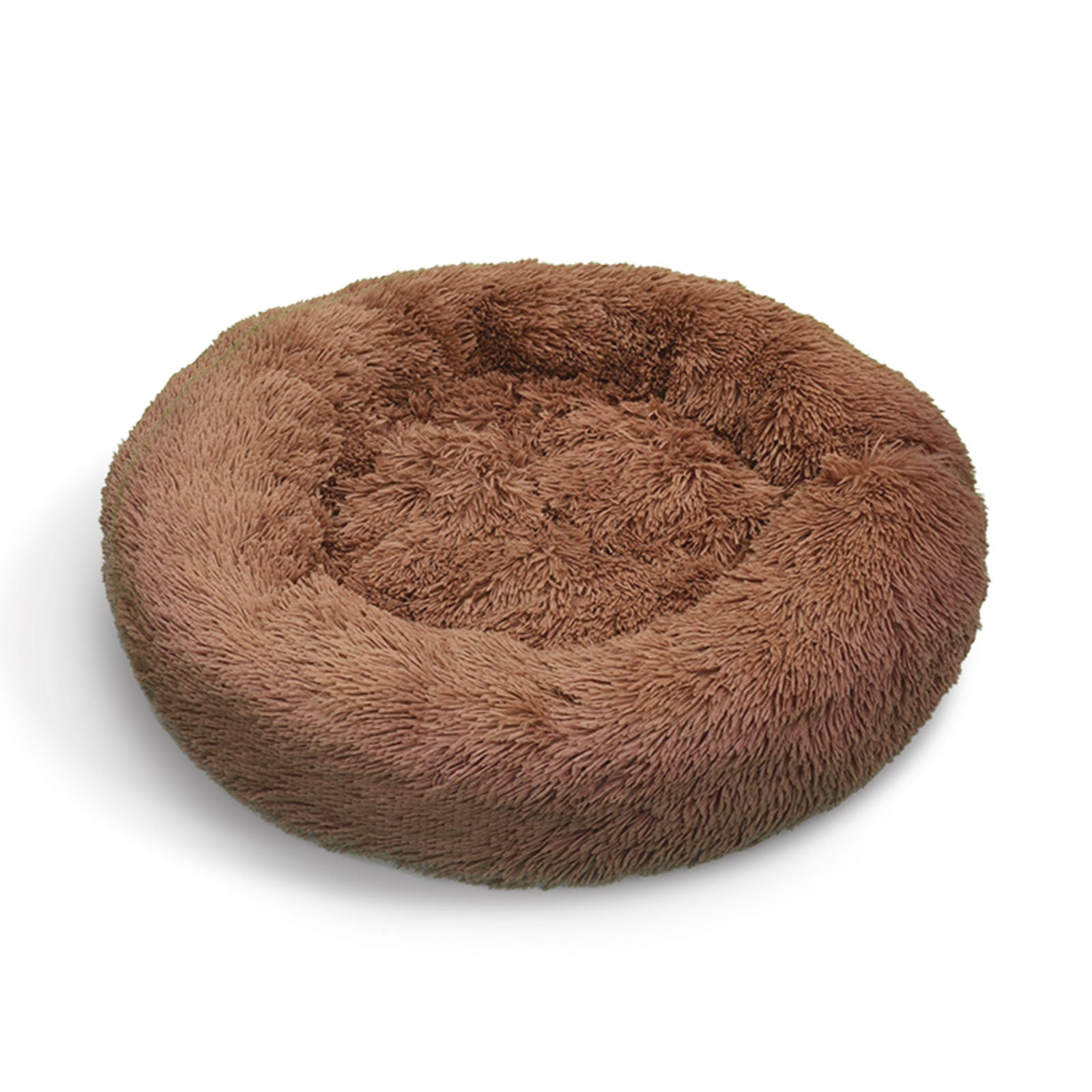 Pawfriends Pet Calming Bed Warm Soft Plush Round Light Coffee M 70cm