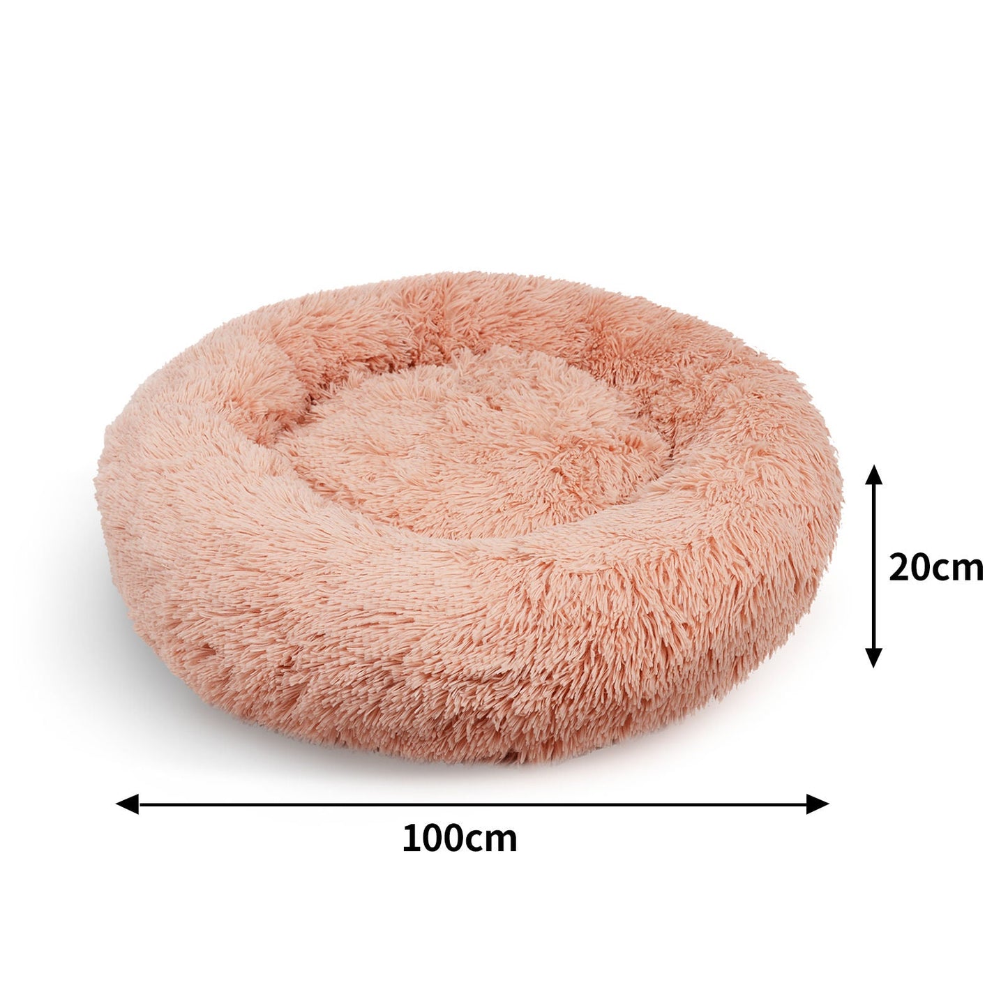 Pawfriends Pet Calming Bed Warm Soft Plush Round Pink XL 100cm