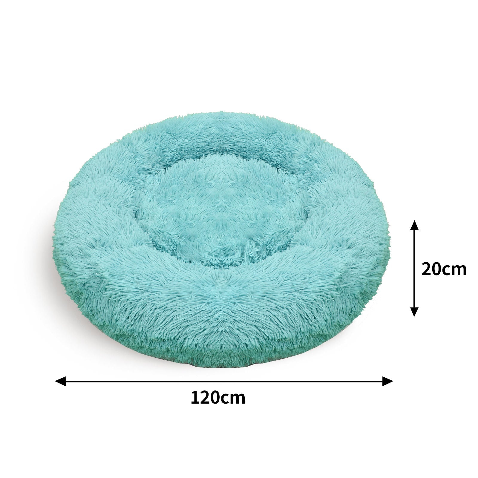 Pawfriends Pet Calming Bed Warm Soft Plush Round Teal/Green XXL 120cm