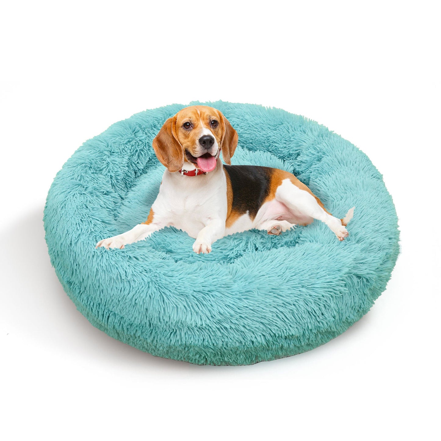 Pawfriends Pet Calming Bed Warm Soft Plush Round Teal/Green XXL 120cm