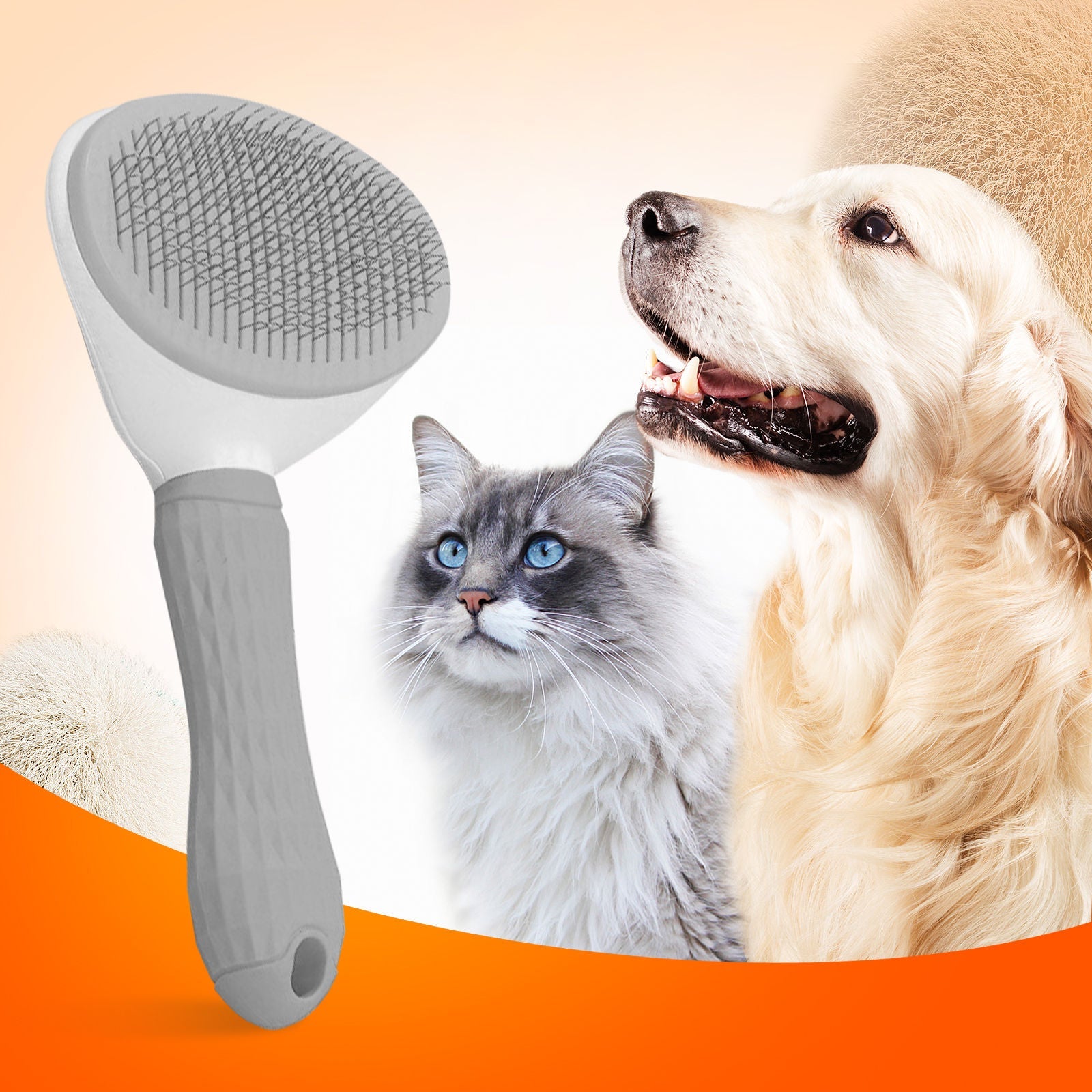 Pawfriends Pet Comb Brush Oval Grey