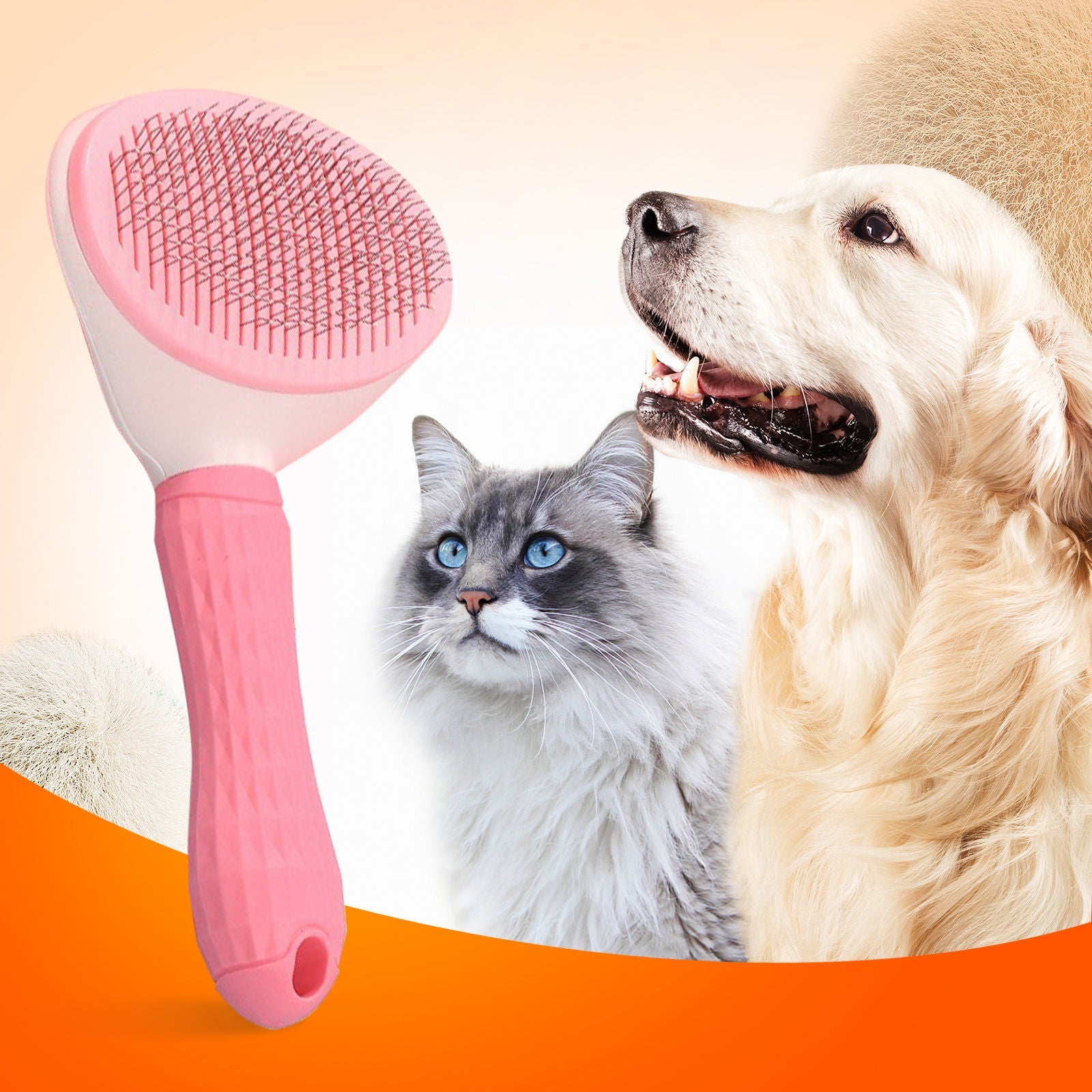 Pawfriends Pet Comb Brush Oval Pink