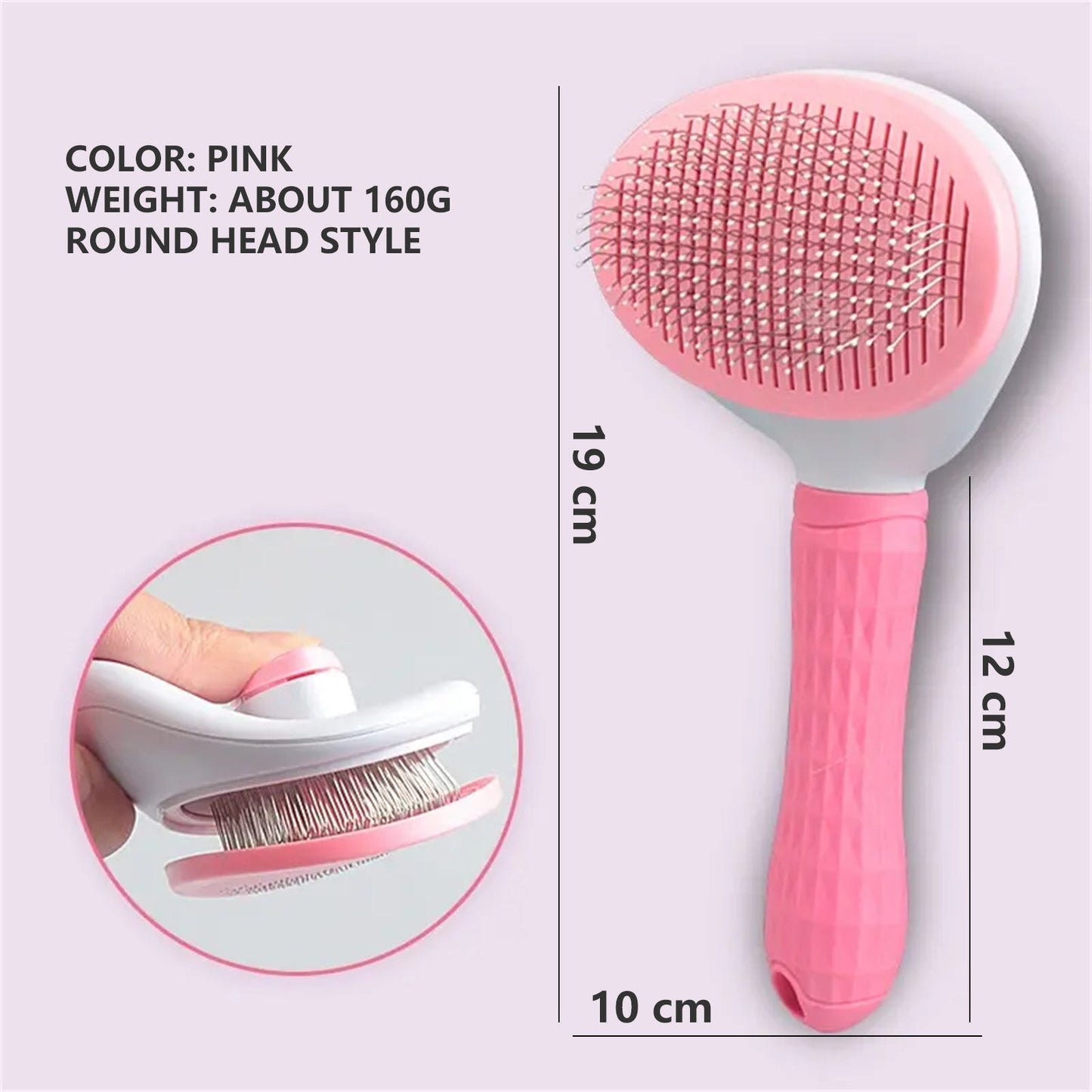 Pawfriends Pet Comb Brush Oval Pink