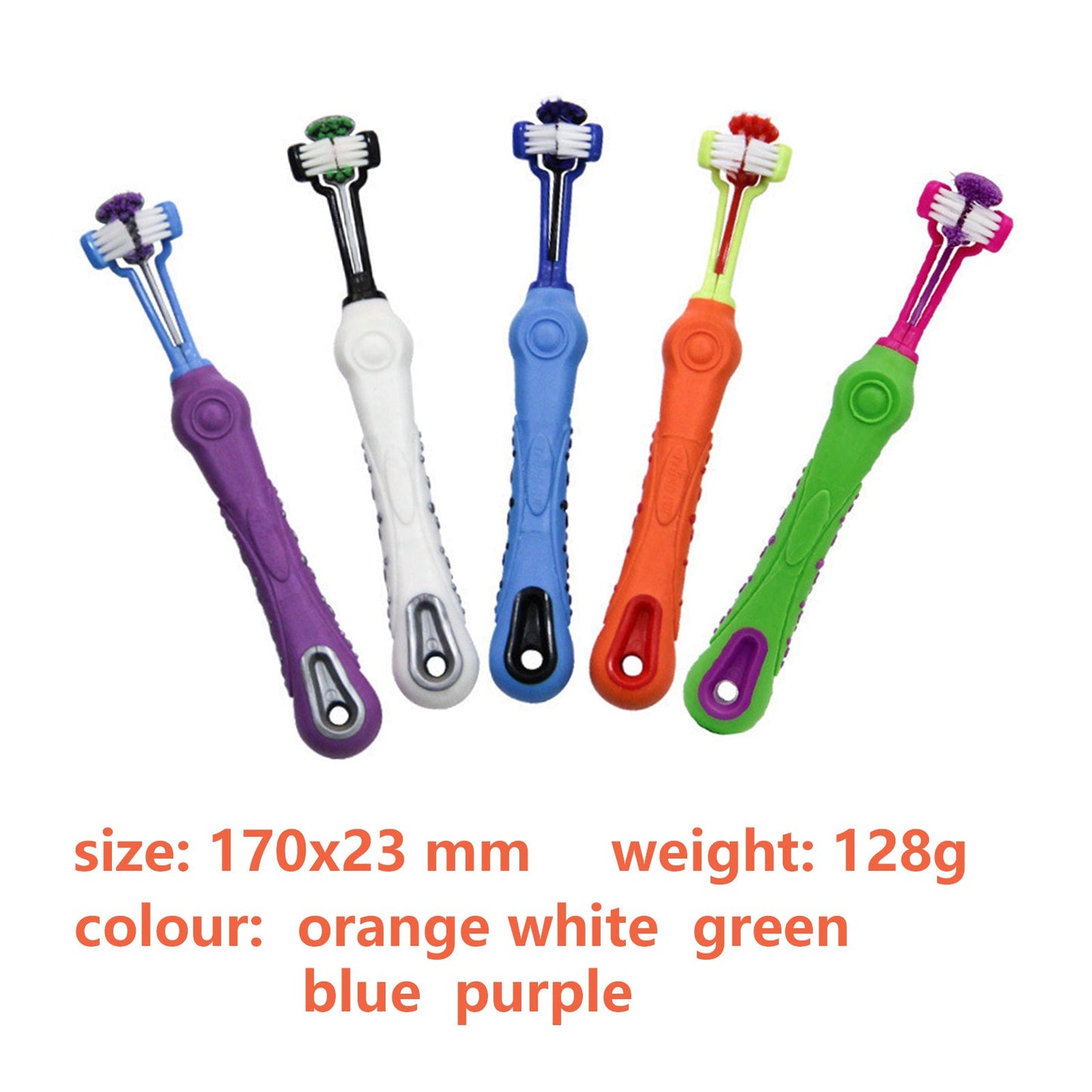 Pawfriends Pet Three-Head Multi-Angle Toothbrush Blue