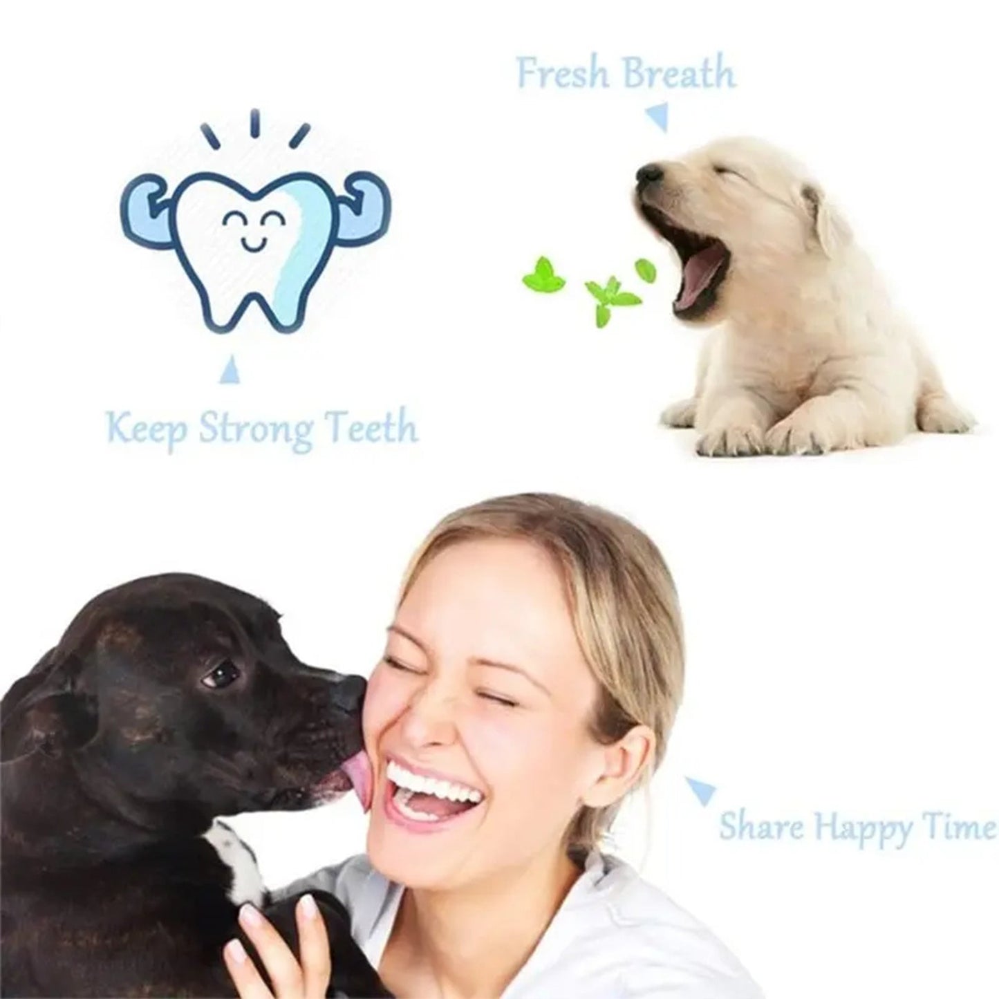 Pawfriends Pet Three-Head Multi-Angle Toothbrush Blue