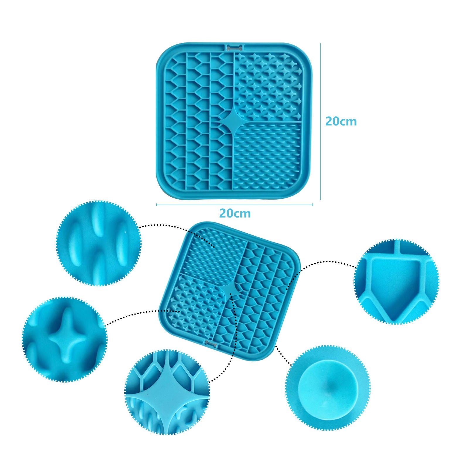 Pawfriends Silicone Lick Mat Slow Feeder Grooming Helper Blue