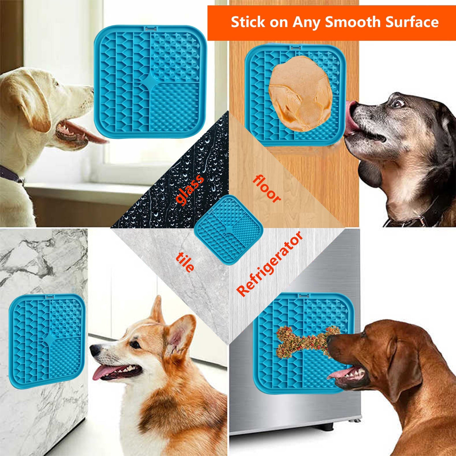 Pawfriends Silicone Lick Mat Slow Feeder Grooming Helper Blue