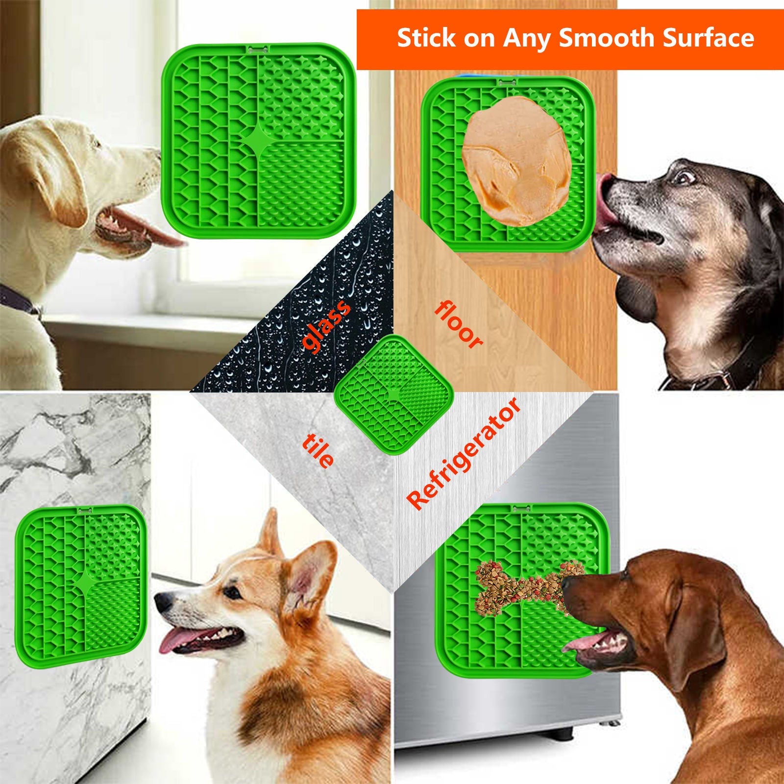 Pawfriends Silicone Lick Mat Slow Feeder Grooming Helper Green