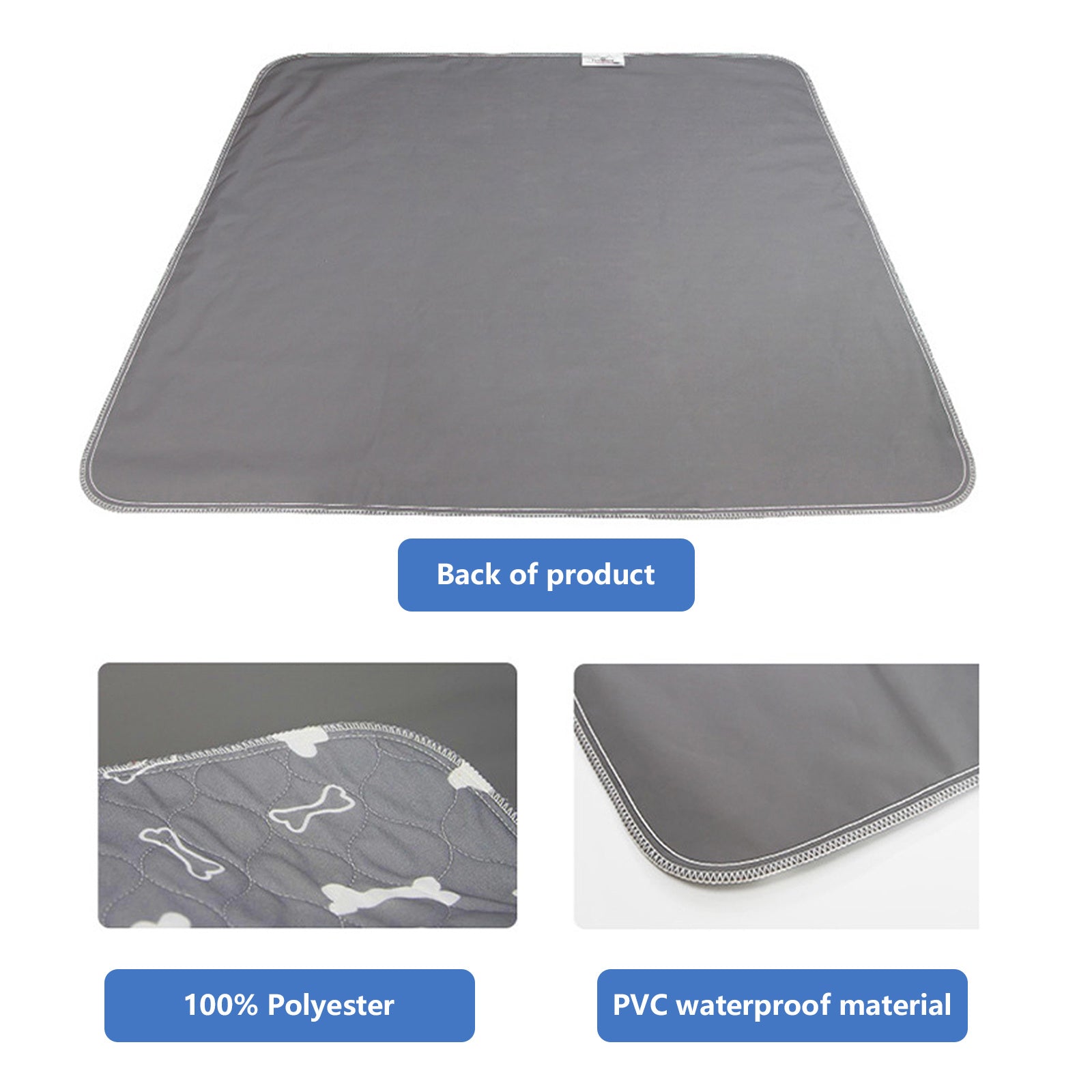 Pawfriends Washable Pet Pee Pad Reusable - Grey L 70x80