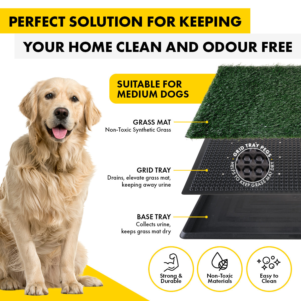 Pet Basic Odour Resistant Dog Potty Trainer 3 Layer System 76 x 50cm