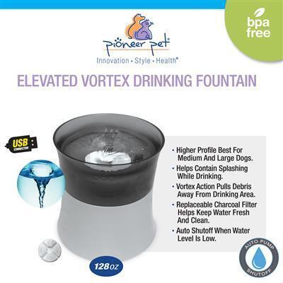 Pioneer Pet Vortex Elevated Filtered Water Fountain for Cats & Dogs 3.7L