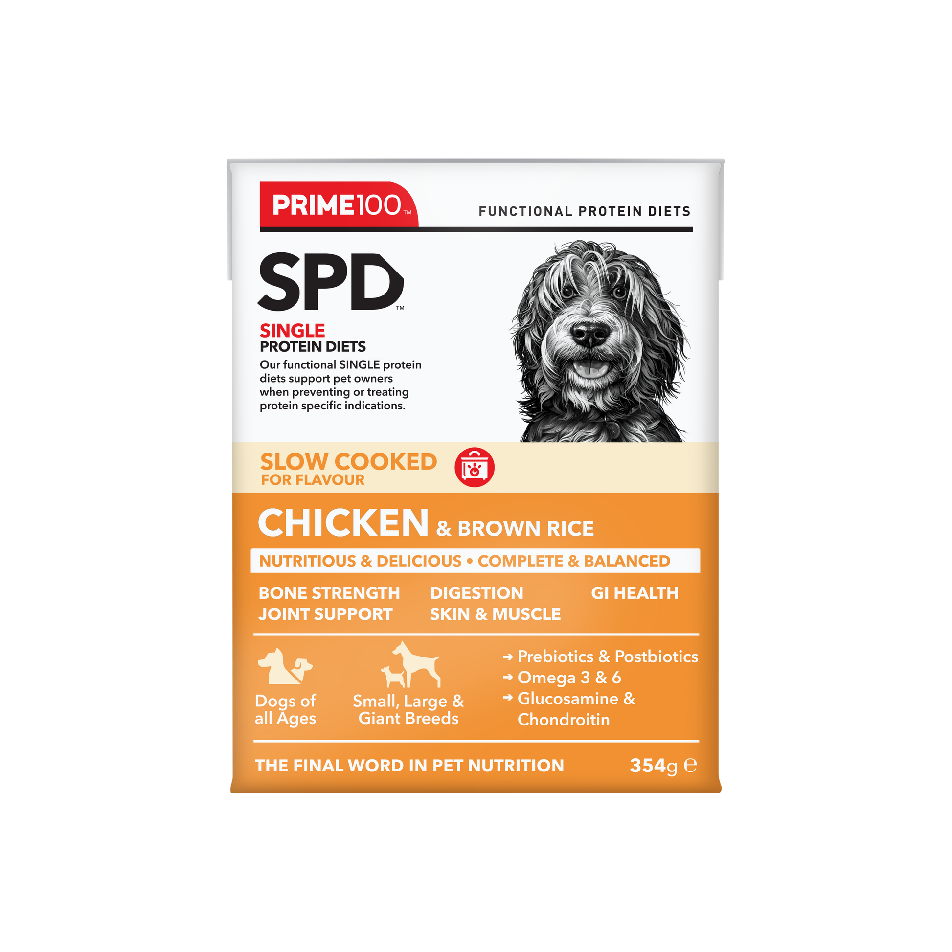 Prime100 SPD Slow Cooked Chicken & Brown Rice - 12 x 354g