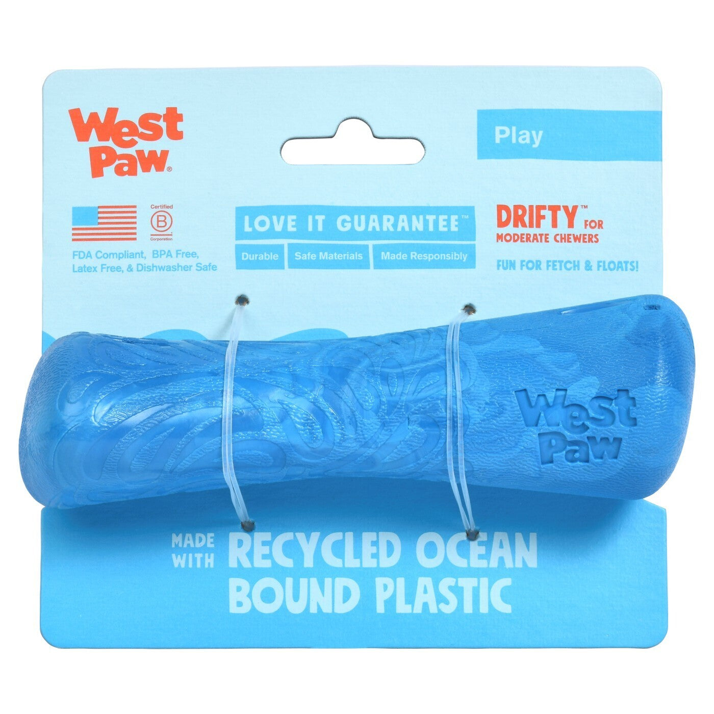 West Paw Seaflex Recycled Plastic Fetch Dog Toy - Drifty Large - Hibiscus