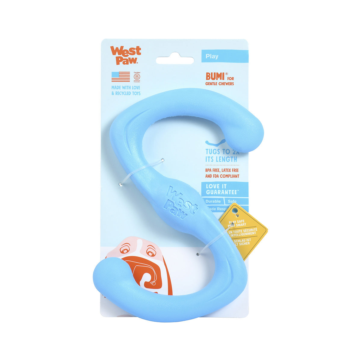 West Paw Bumi Tug & Fetch Zogoflex Dog Toy - Blue - Large