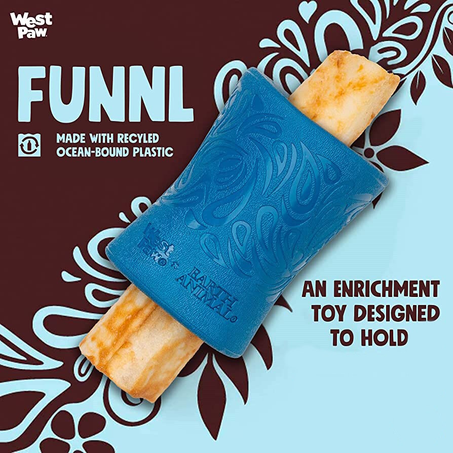 West Paw Funnl Dog Treat & Chew Hiding Toy for Moderate Chewers - Blue Marine